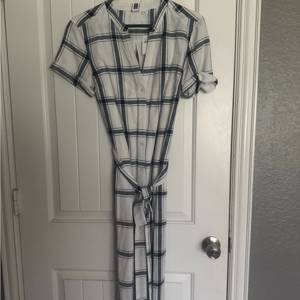 GAP Navy and White Check Maxi Dress